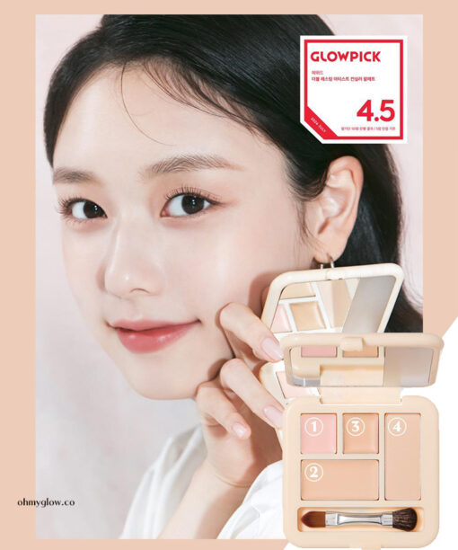 遮瑕膏+定妝粉～韓國Etude Lasting Artist Concealer Palette 持久藝術家4色遮瑕盤配有雙頭掃 - 2色選擇