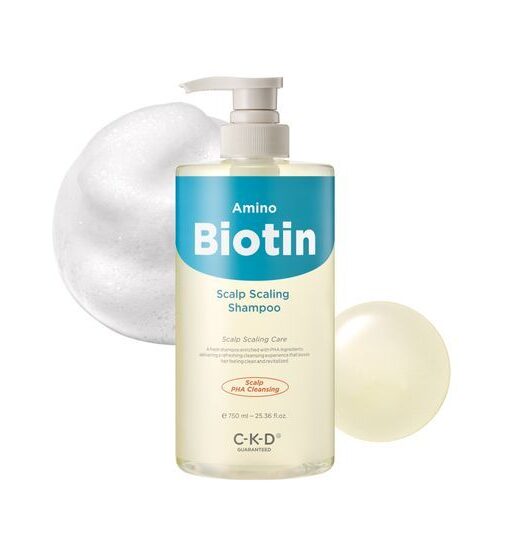 告別頭皮屑 一次頭皮改善 80%～韓國 CKD Guaranteed Amino Biotin Scalp Scaling Shampoo 氨基生物素清爽去頭皮角蛋白洗頭水- 750ml